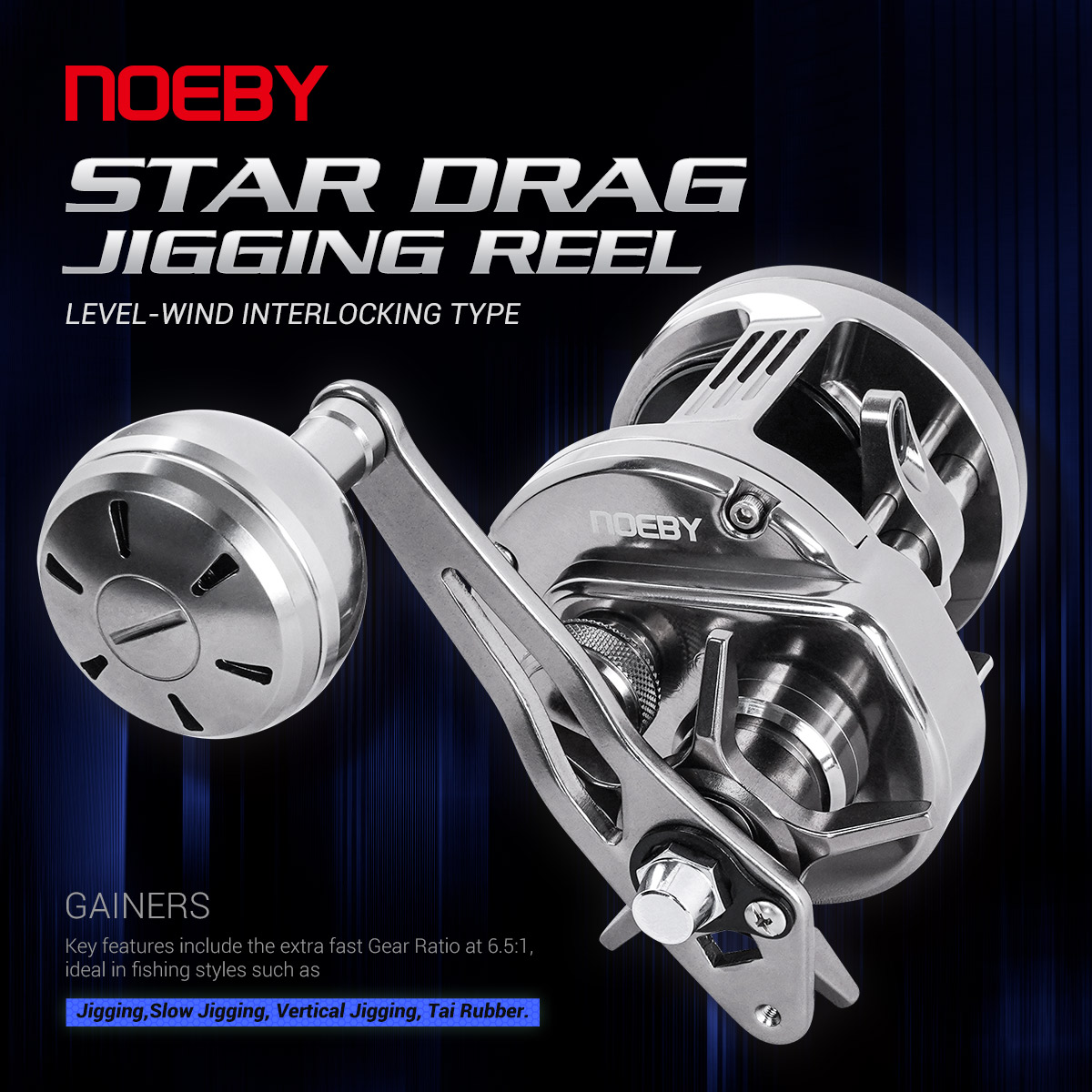 Surf Reel - Moulinet de jigging léger Noeby, 12