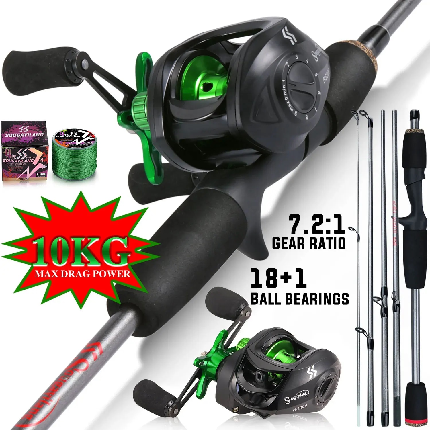 Spincast Reel - Sougayilang – canne à pêche Combo